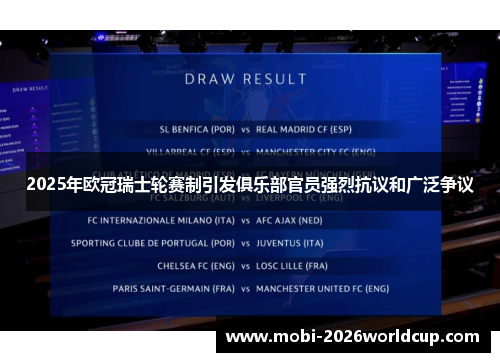 2025年欧冠瑞士轮赛制引发俱乐部官员强烈抗议和广泛争议