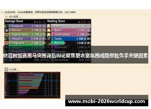 欧冠附加赛黑马突围背后舆论聚焦更衣室氛围成隐形胜负手关键因素